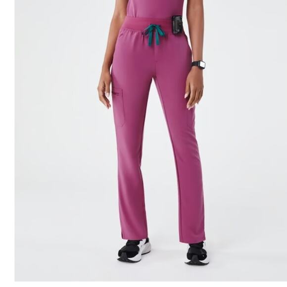 Figs High Waisted Yola Skinny Scrub Pant Bright Fuchsia Womens XLP XL Petite - Picture 1 of 7